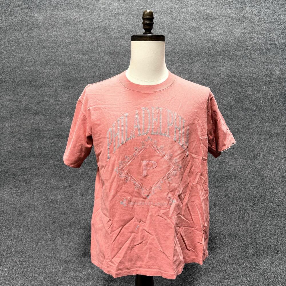 Wellington Apparel Philadelphia Shirt Mens Large Pink Baseball Graphic Tee